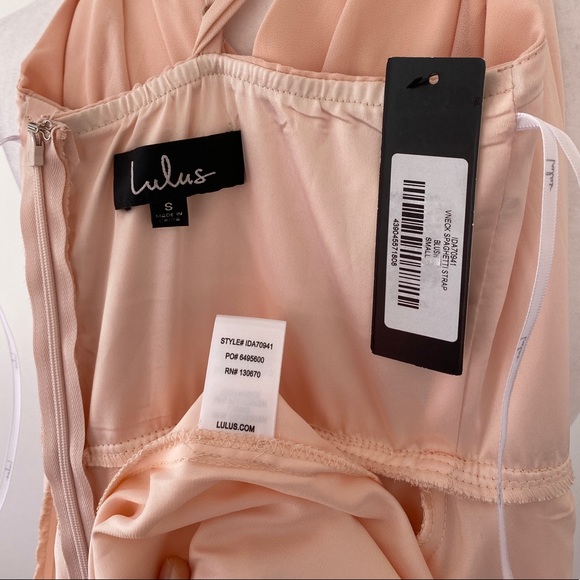 Lulus Blush Surplice Chiffon A-Line Long Gown - Picture 4 of 6